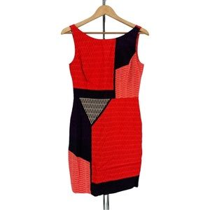 Tabitha Swallowtail Colorblock Orange Dress Sheath size 6 Cotton Sleeveless